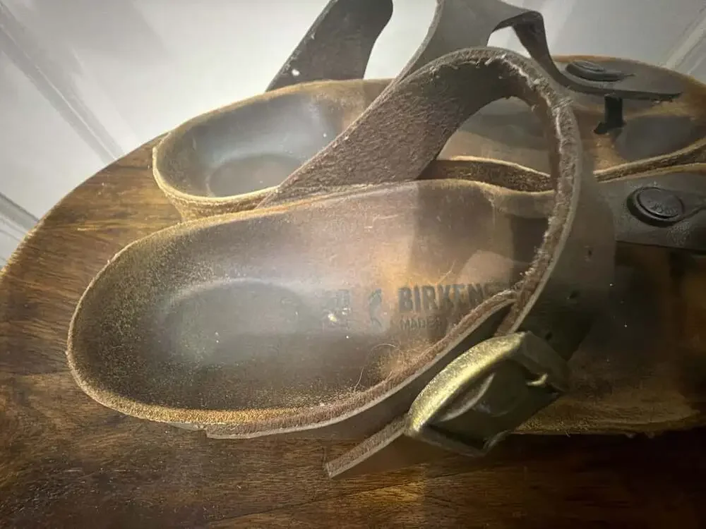 Birkenstock Gizeh Sandals Size 38 Brown Leather Thong T-Strap